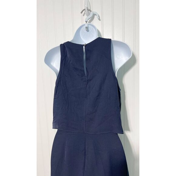 Theory Silk Osteen Mini Dress Crossover V-Neck Draped Sleeveless Navy Blue 2‎ - Picture 11 of 13